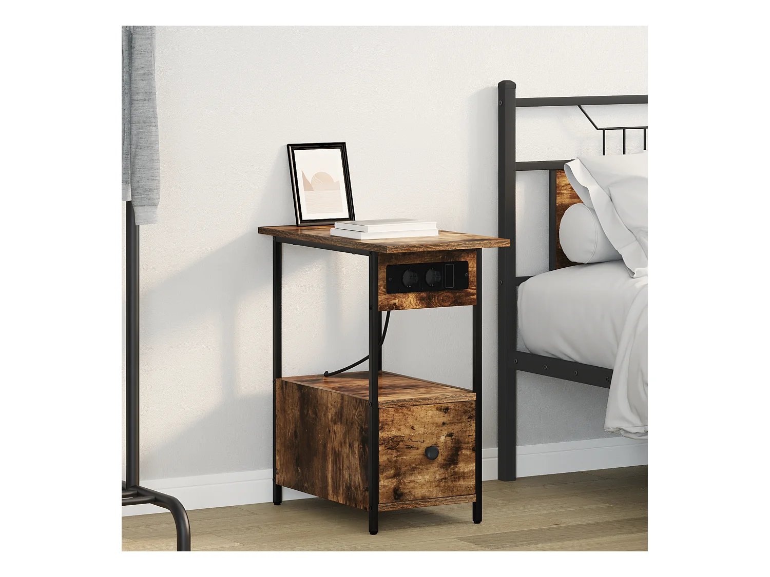 Cabinet de chevet Chêne fumé 60 x 30 x 61 cm Bois d'ingénierie