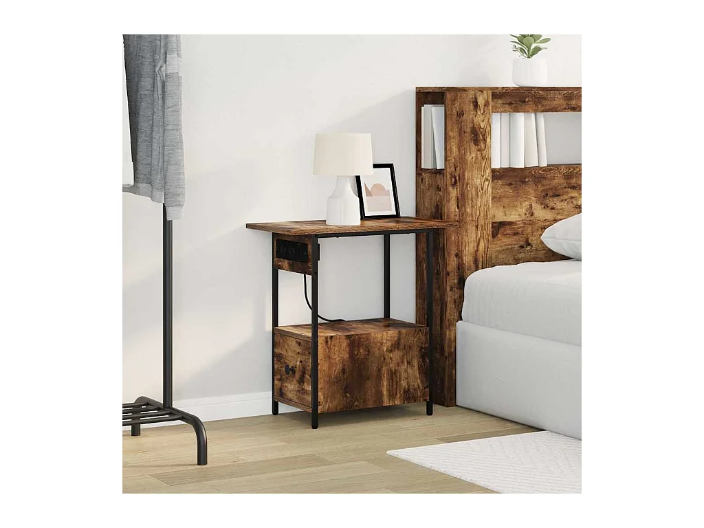 Cabinet de chevet Chêne fumé 60 x 30 x 61 cm Bois d'ingénierie