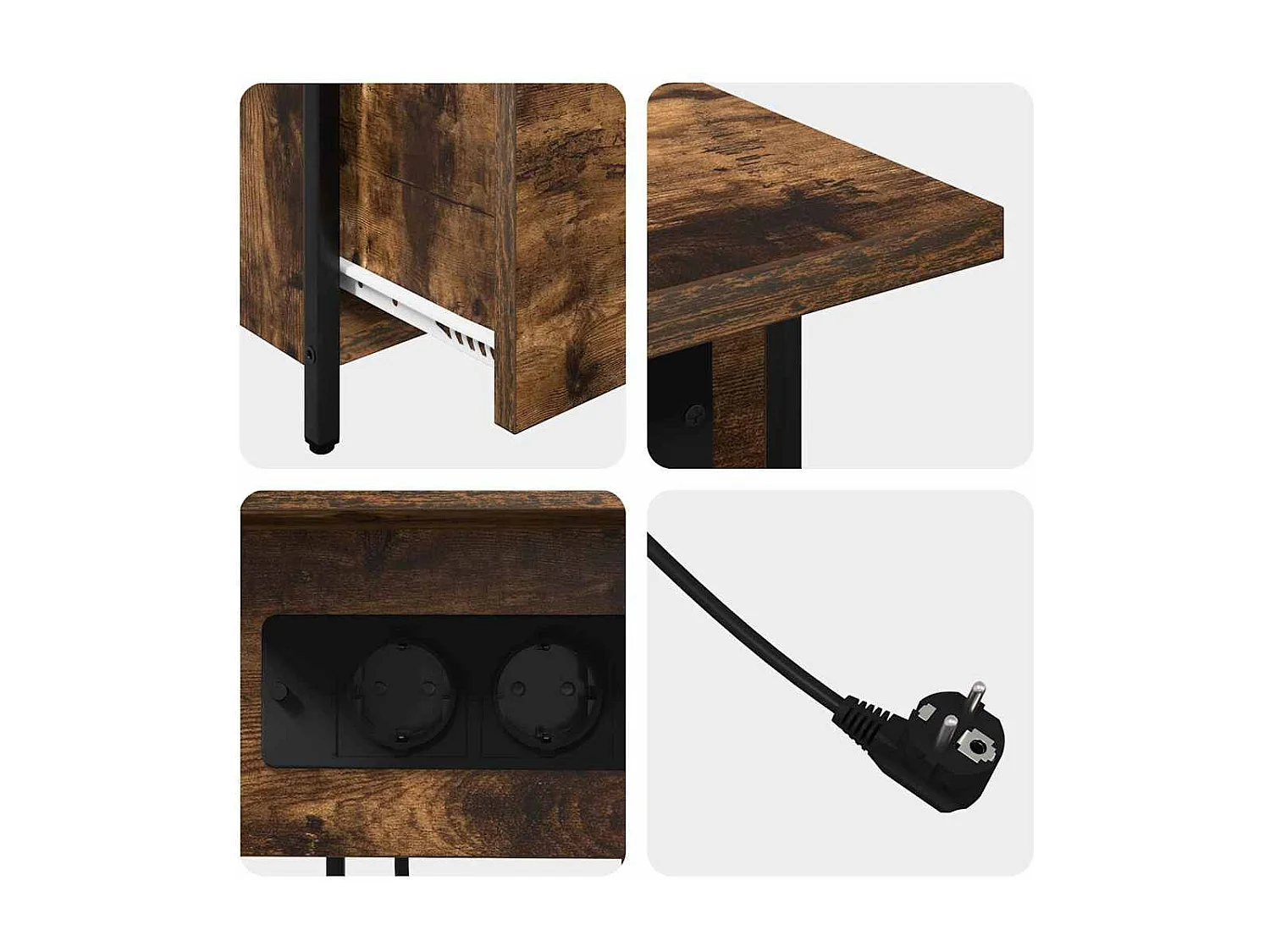 Cabinet de chevet Chêne fumé 60 x 30 x 61 cm Bois d'ingénierie