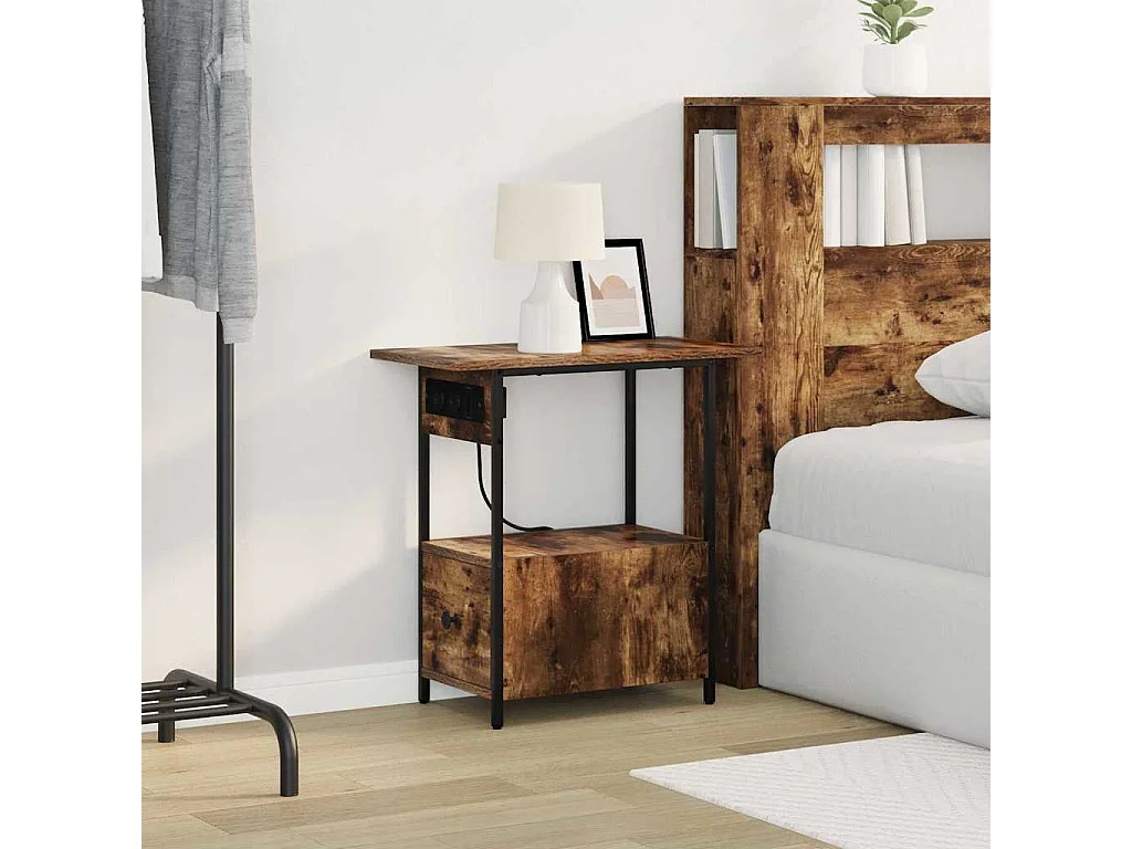 Cabinet de chevet Chêne fumé 60 x 30 x 61 cm Bois d'ingénierie