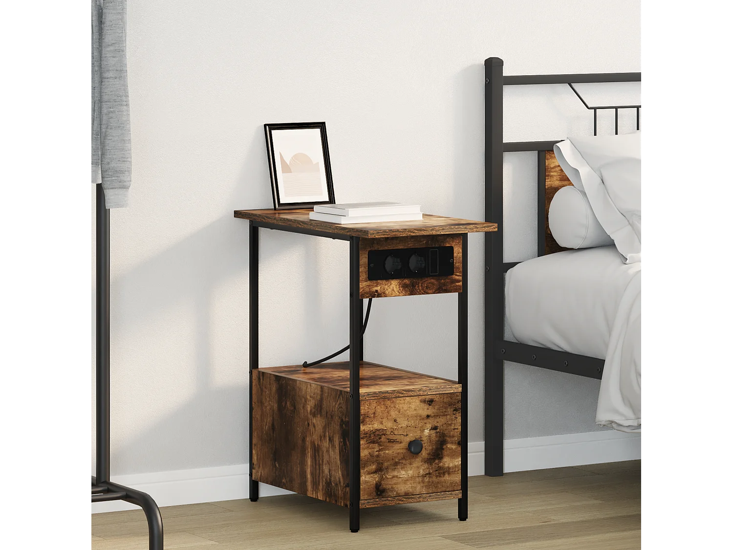 Cabinet de chevet Chêne fumé 60 x 30 x 61 cm Bois d'ingénierie