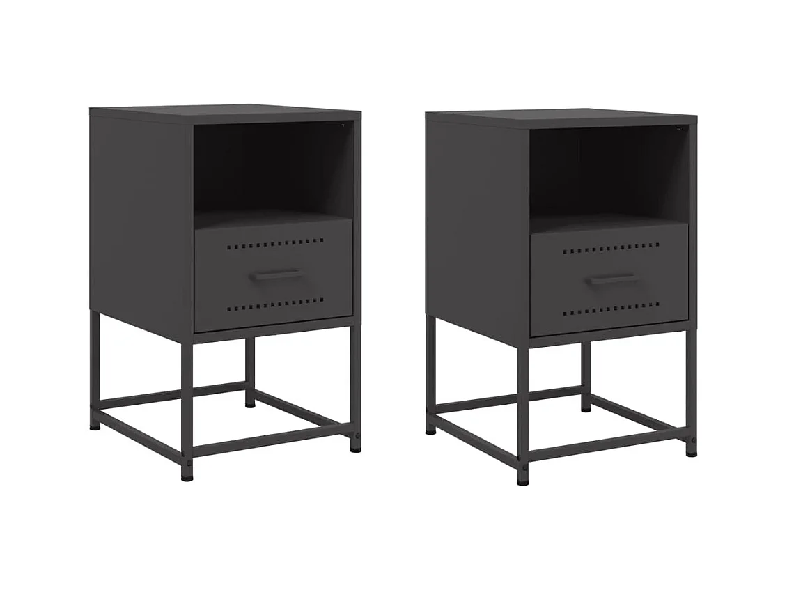 Tables de chevet 2 pcs noir 36x39x60,5 cm acier