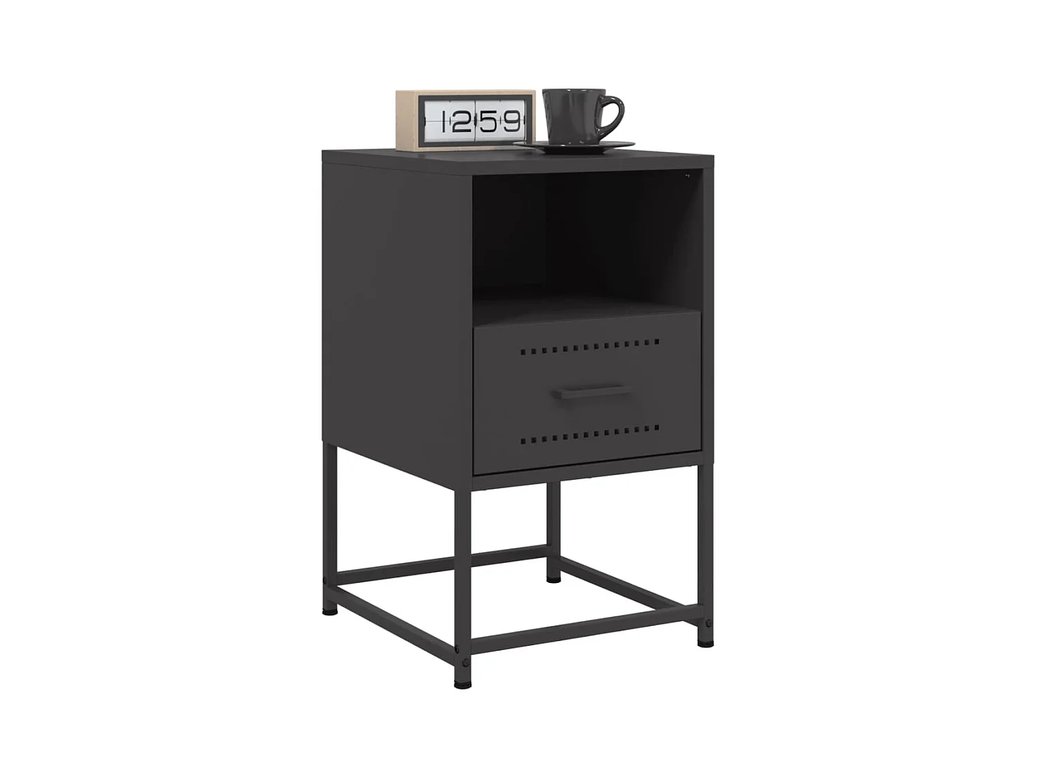 Tables de chevet 2 pcs noir 36x39x60,5 cm acier