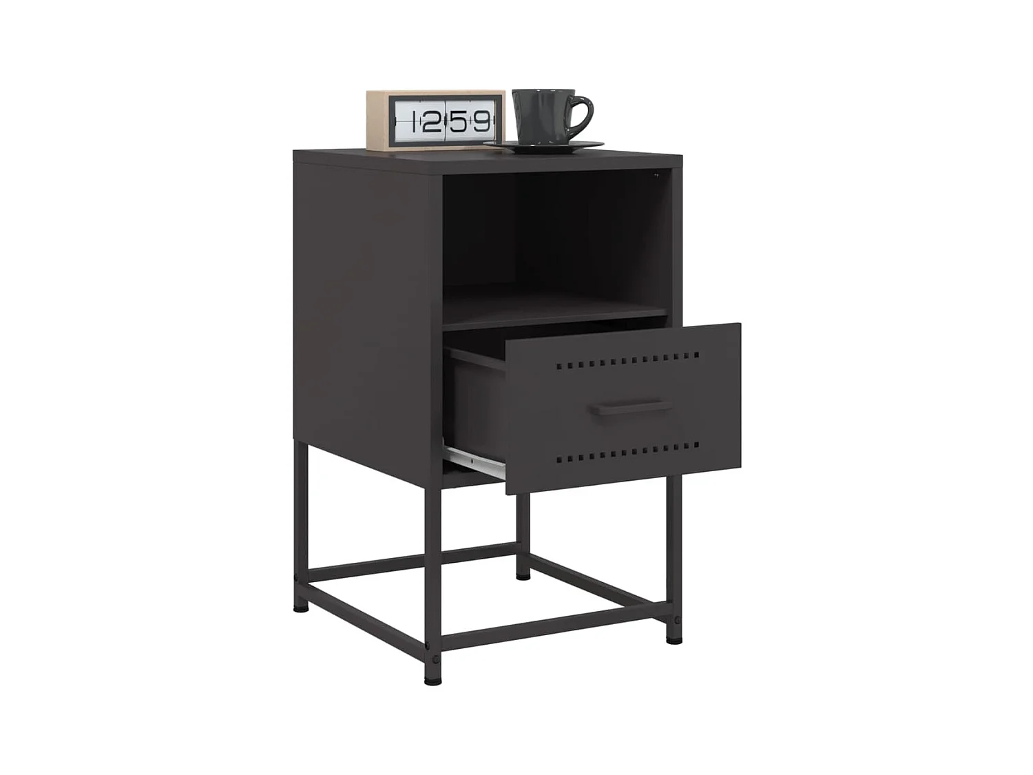 Tables de chevet 2 pcs noir 36x39x60,5 cm acier