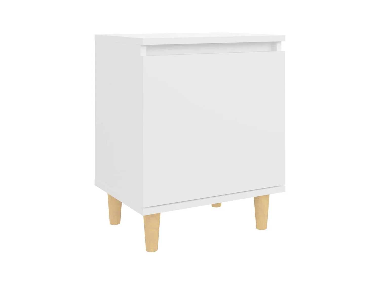 Table de chevet avec pieds en bois massif Blanc 40x30x50 cm