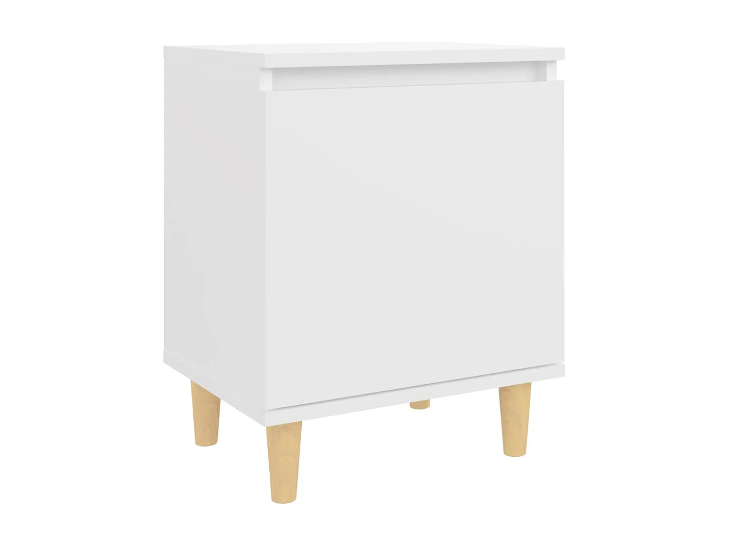 Table de chevet avec pieds en bois massif Blanc 40x30x50 cm