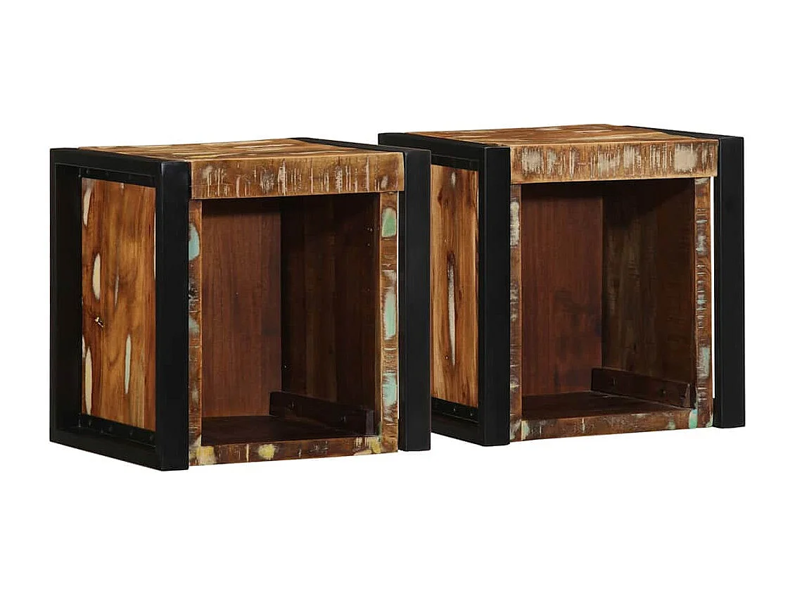 Tables de chevet 2 pcs multicolore 40x35x40cm bois récupération