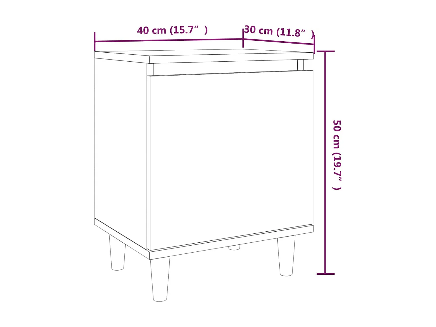 Mesitas de noche y patas de madera 2 uds Roble ahumado 40x30x50 cm
