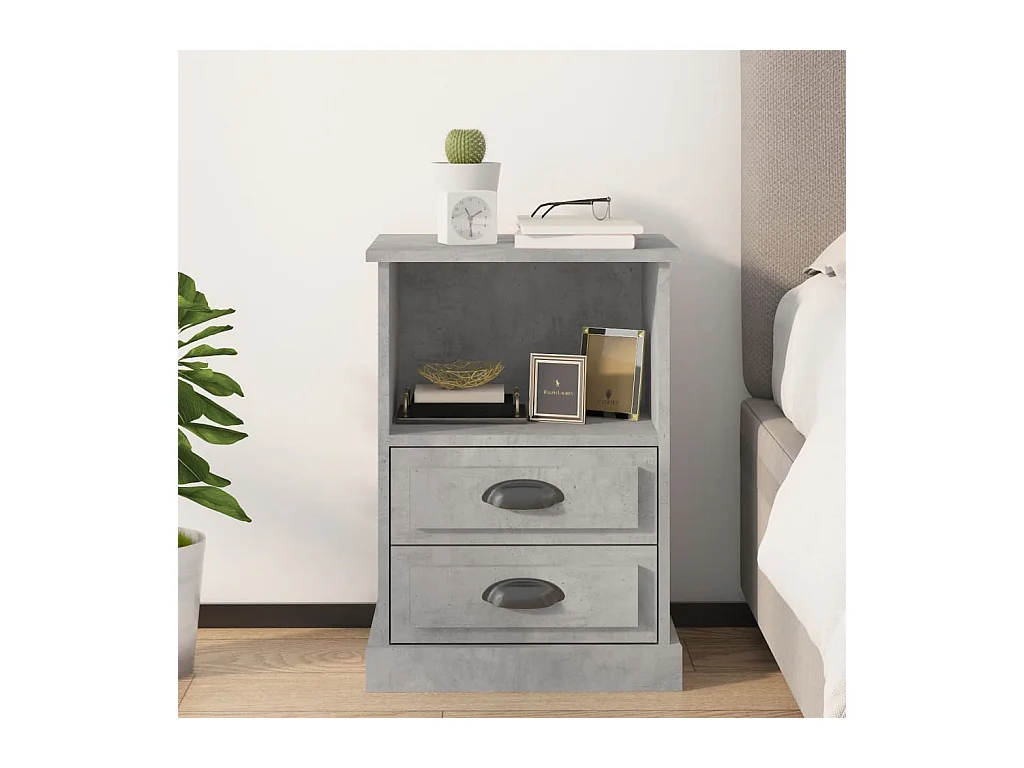 Table de chevet gris béton 43x36x60 cm