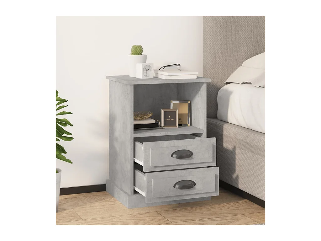 Table de chevet gris béton 43x36x60 cm