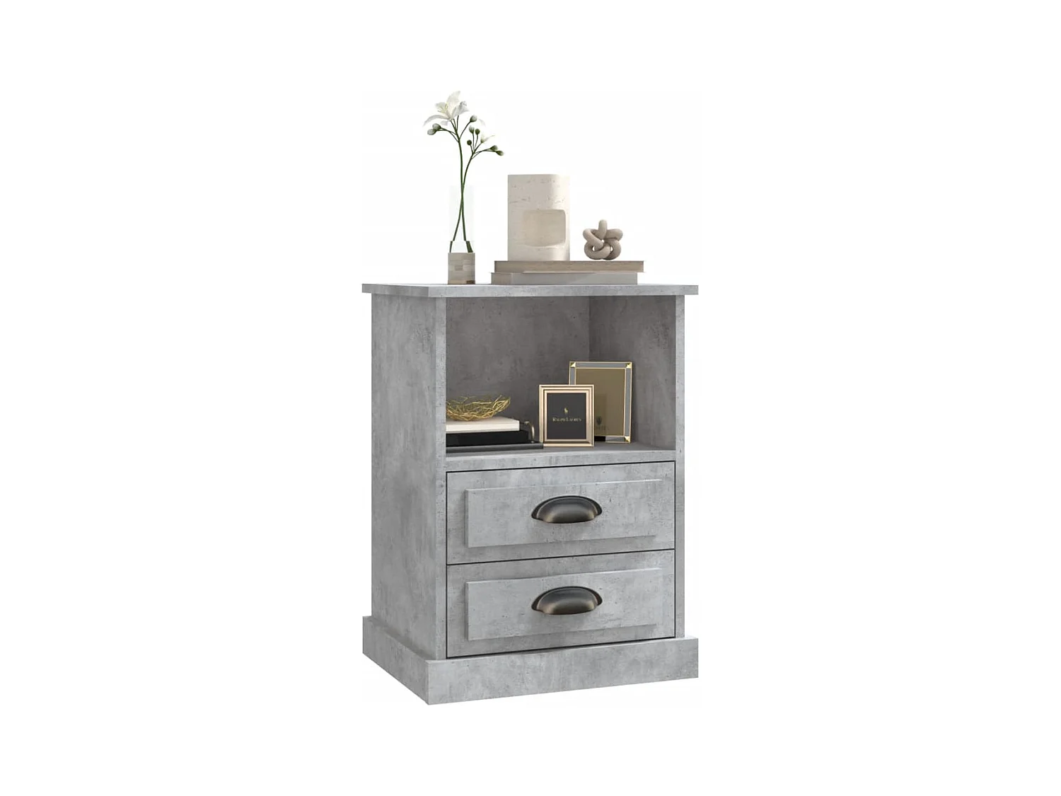 Table de chevet gris béton 43x36x60 cm