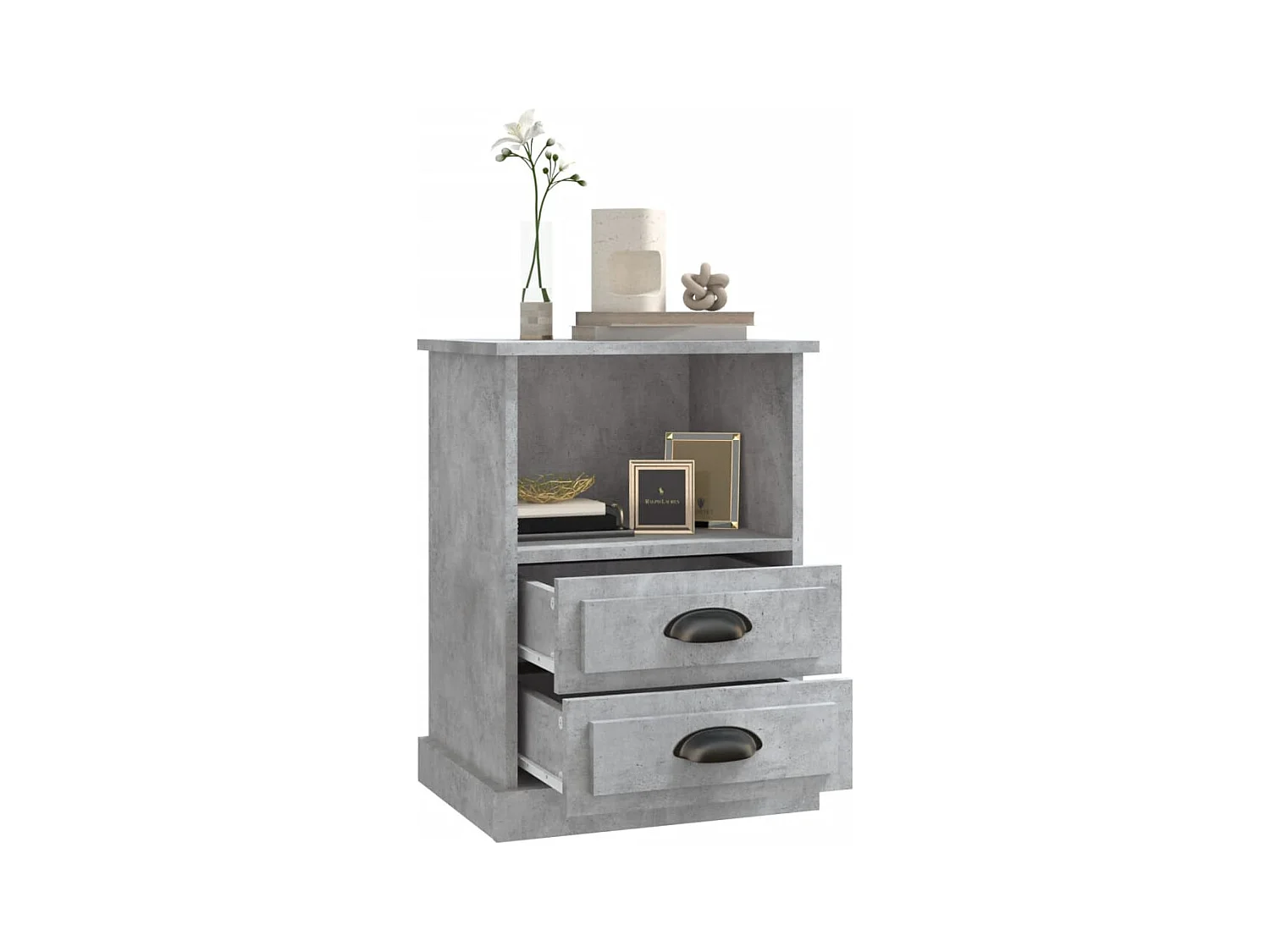 Table de chevet gris béton 43x36x60 cm