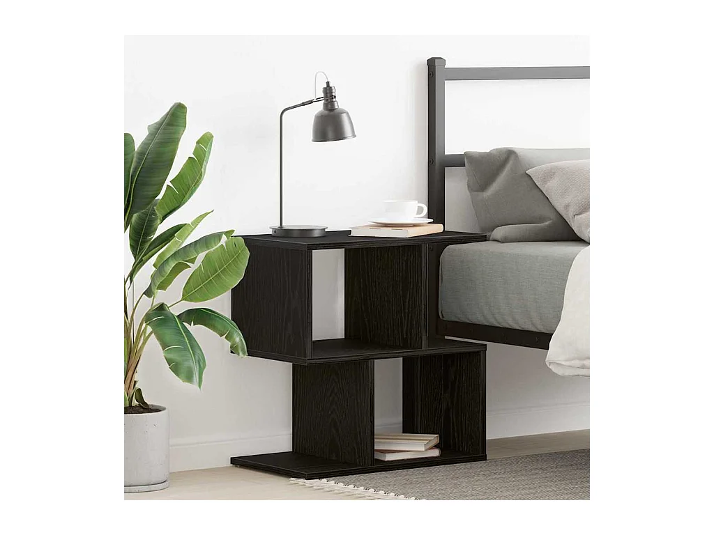 Table de chevet en chêne noir 50x30x51,5 cm en bois d'ingénierie