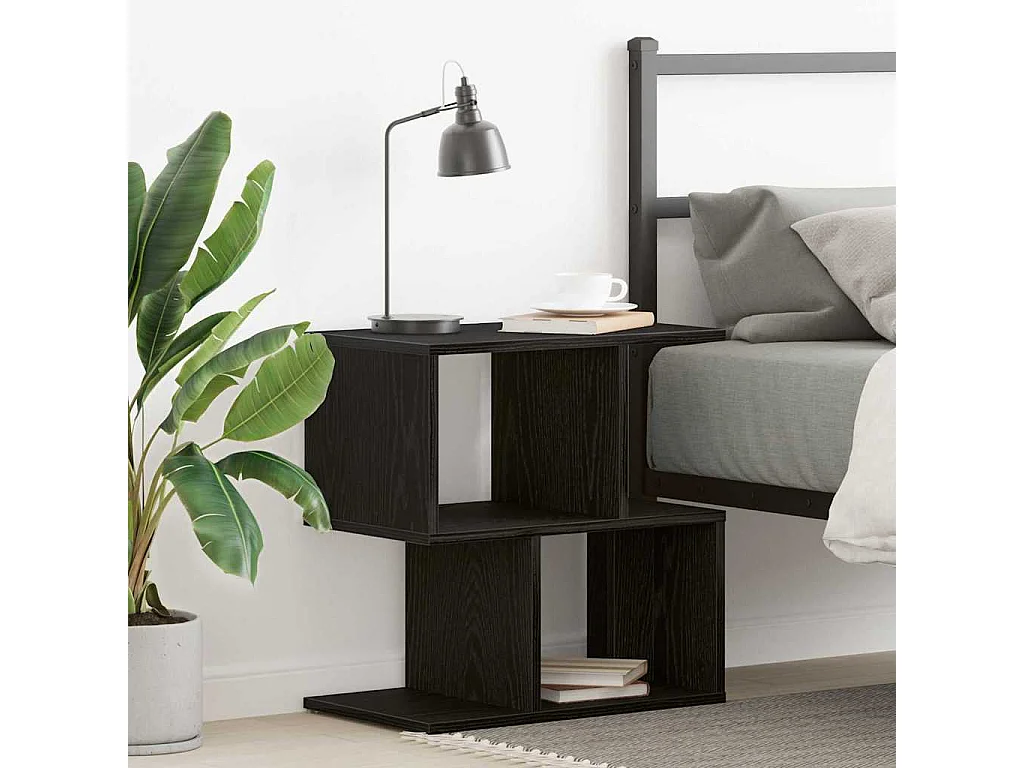 Table de chevet en chêne noir 50x30x51,5 cm en bois d'ingénierie