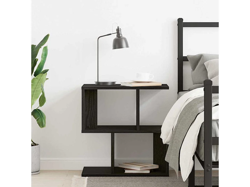 Table de chevet en chêne noir 50x30x51,5 cm en bois d'ingénierie