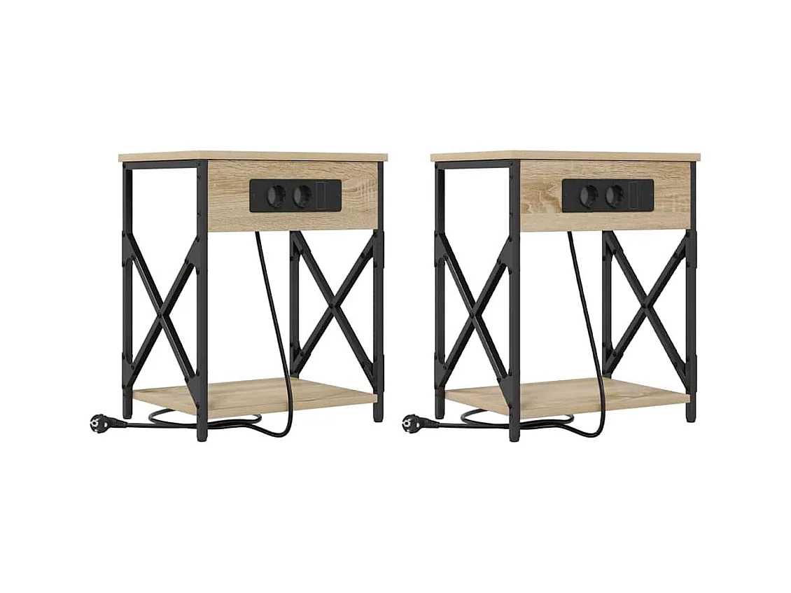 Cabinet de chevet 2 pcs Chêne sonoma 41 x 31 x 51 cm