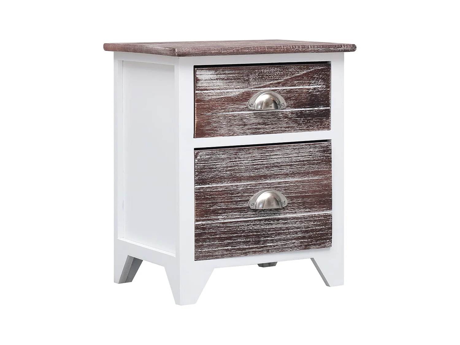 Table de chevet Marron et blanc 38x28x45 cm Bois de Paulownia