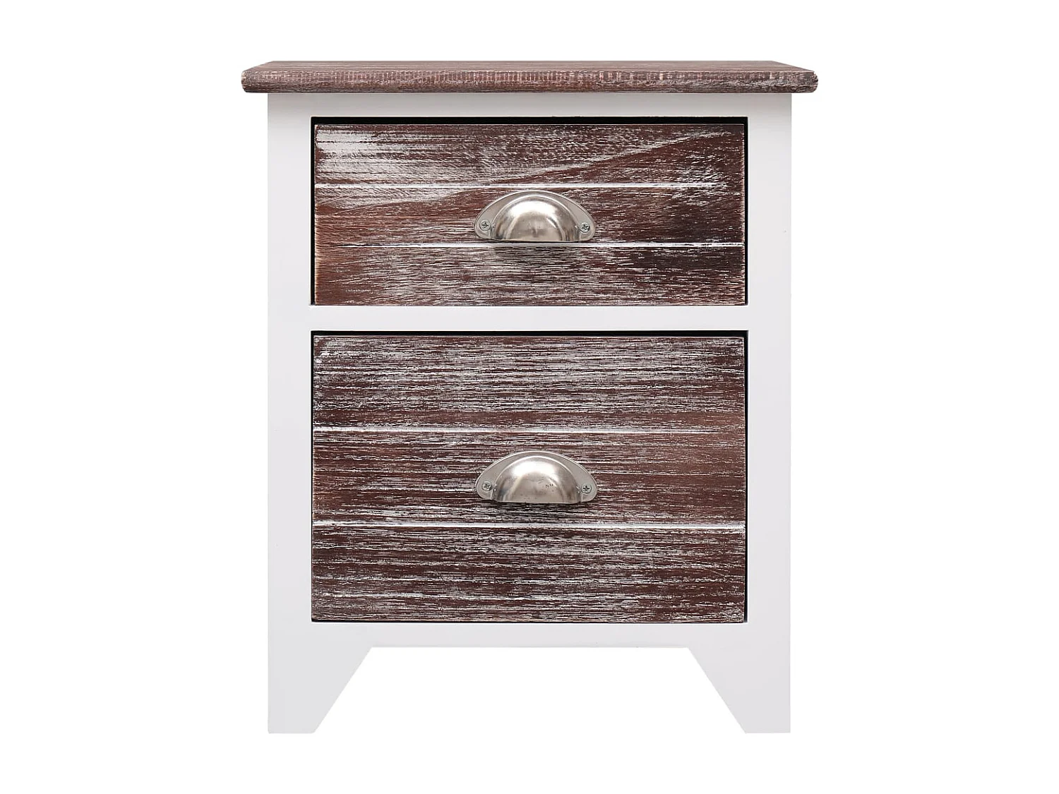 Table de chevet Marron et blanc 38x28x45 cm Bois de Paulownia