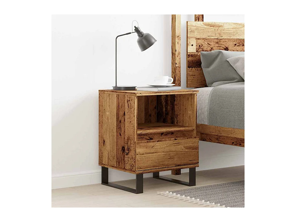 Table de chevet vieux bois 40x35x50 cm bois d’ingénierie