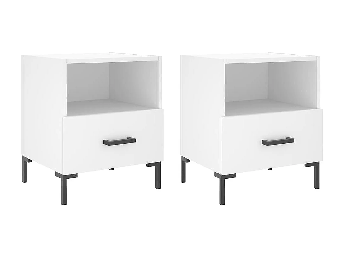 Comodini 2 pezzi bianchi 40x35x47,5 cm in legno ingegnerizzato