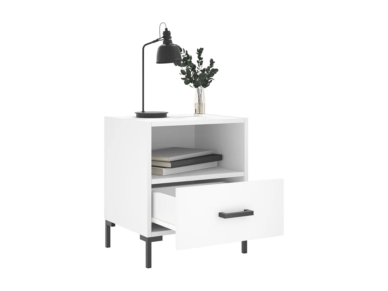 Comodini 2 pezzi bianchi 40x35x47,5 cm in legno ingegnerizzato