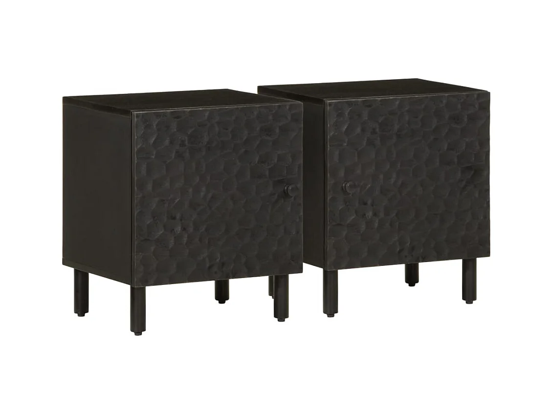 Tables de chevet 2 pcs noir 40x33x46 cm bois de manguier solide