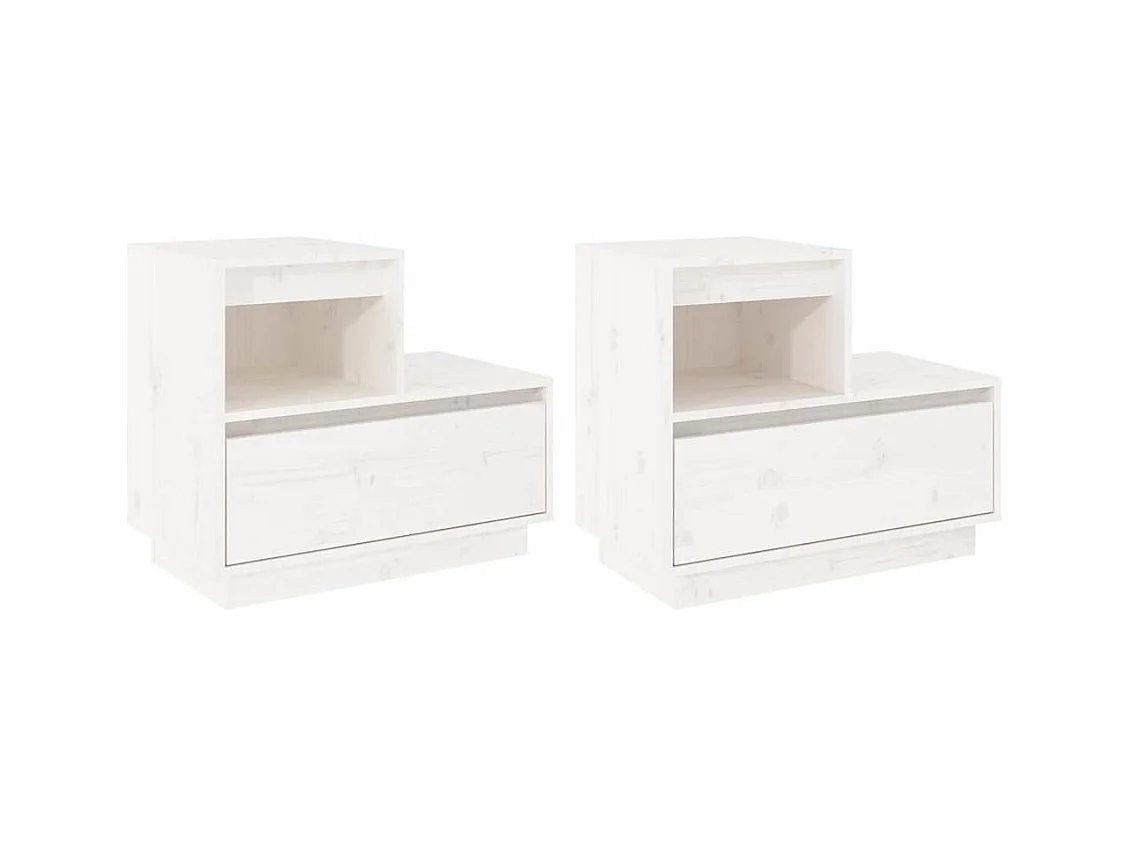 Tables de chevet 2 pcs Blanc 60x34x51 cm Bois de pin solide