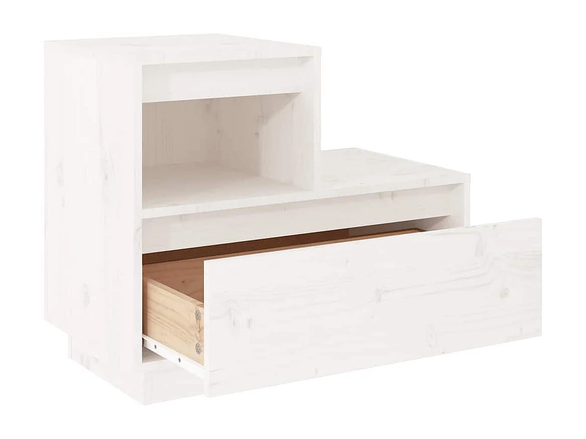 Comodini 2 pz Bianco 60x34x51 cm Legno massello di pino
