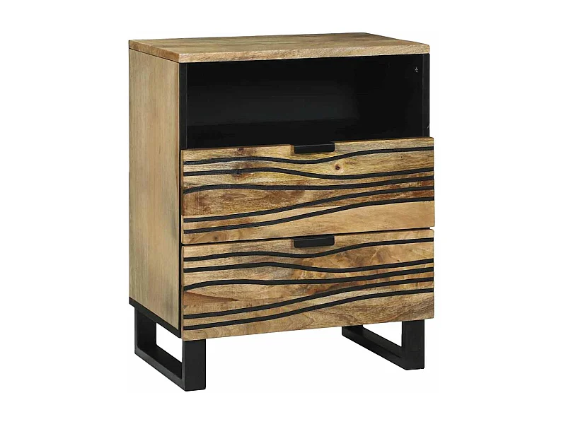 Mesita de noche - 50x33x60 cm, madera maciza de mango