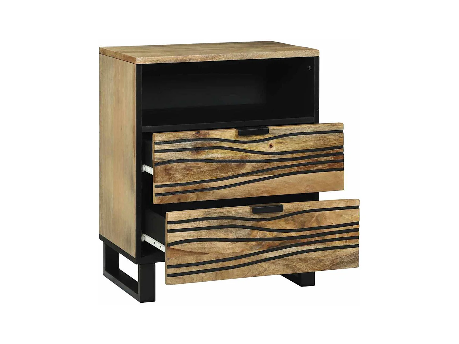 Table de chevet - 50x33x60 cm, en bois de manguier massif