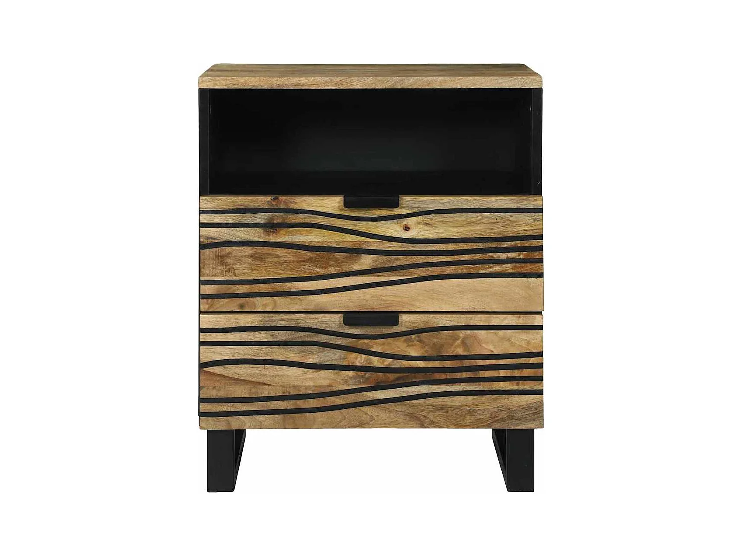 Table de chevet - 50x33x60 cm, en bois de manguier massif