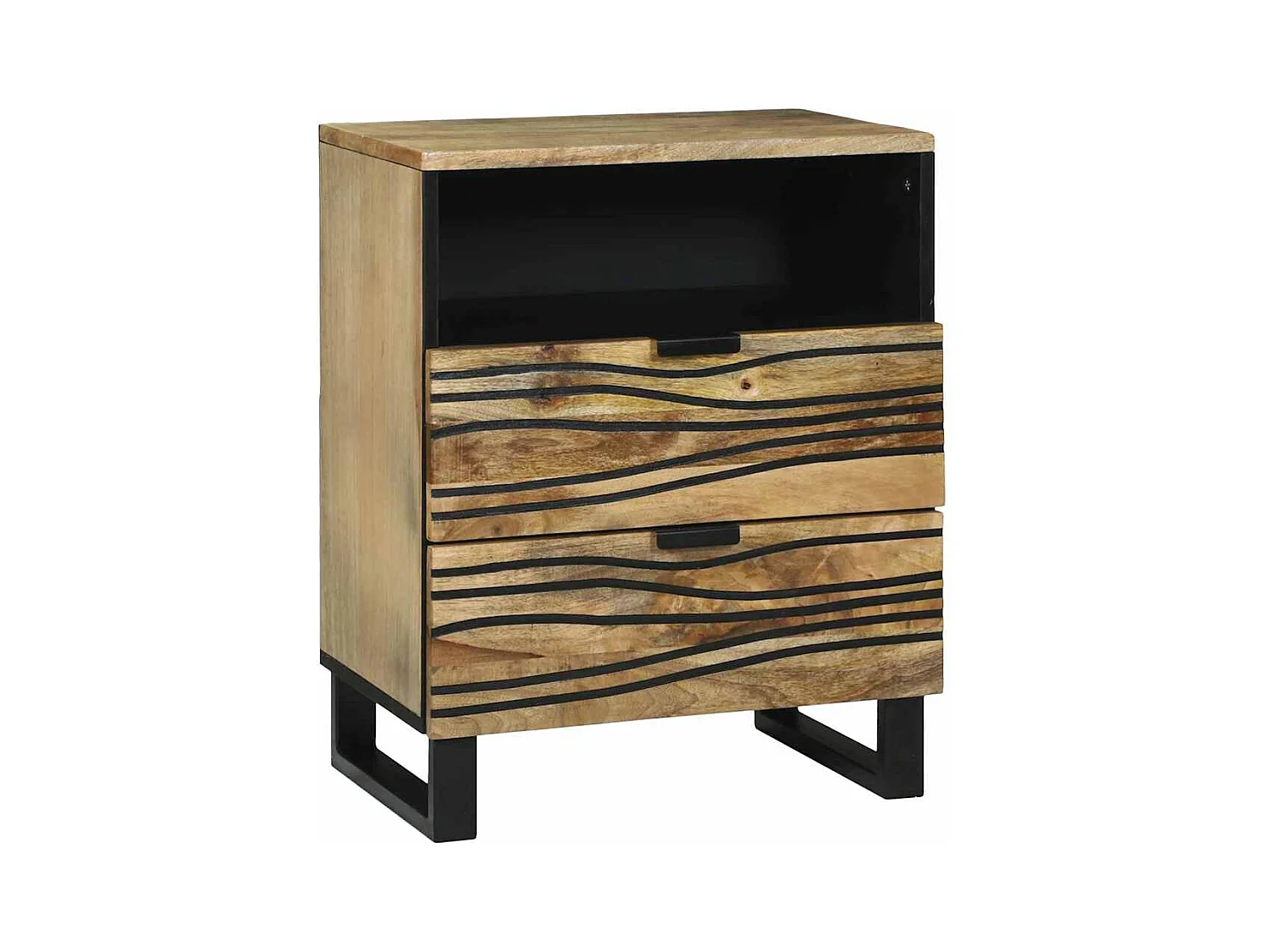 Table de chevet - 50x33x60 cm, en bois de manguier massif