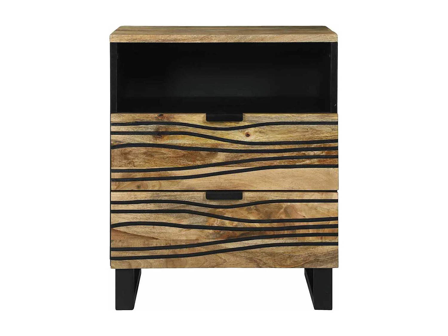 Table de chevet - 50x33x60 cm, en bois de manguier massif