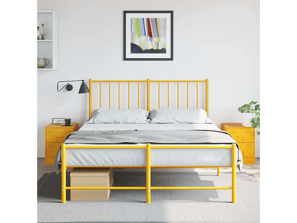 Tables de chevet 2 pcs jaune 34,5x39x44 cm acier