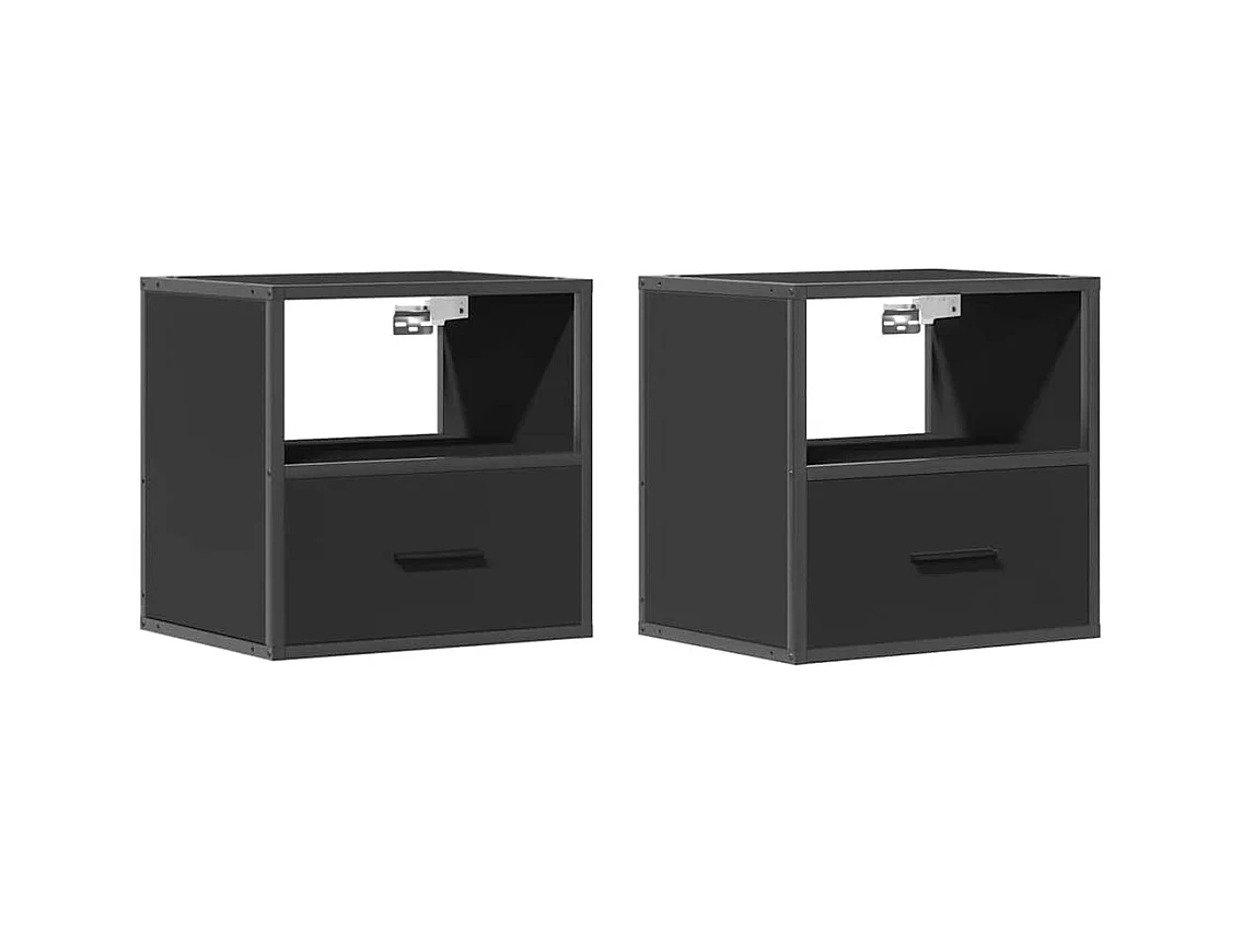 Tables de chevet murales 2 pcs noir 40x31x39,5 cm