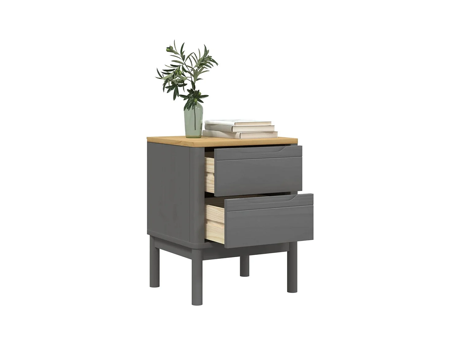 Table de chevet FLORO gris 45x39x57 cm bois de pin massif