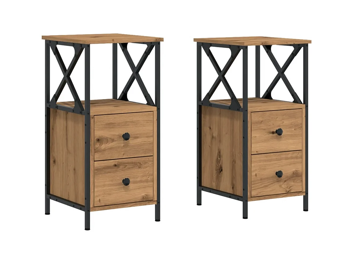 Tables de chevet 2 pcs chêne artisanal bois d'ingénierie