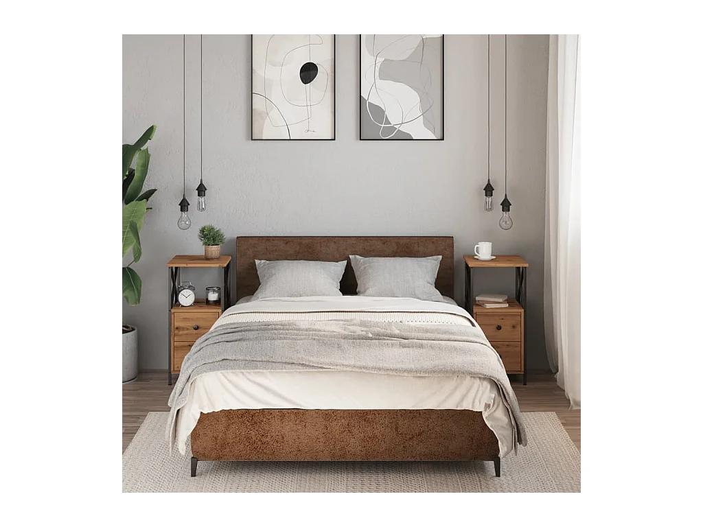 Tables de chevet 2 pcs chêne artisanal bois d'ingénierie