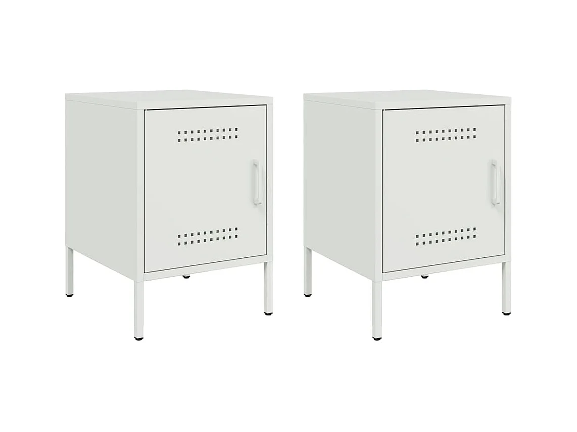 Tables de chevet 2 pcs blanc 36x39x50,5 cm acier