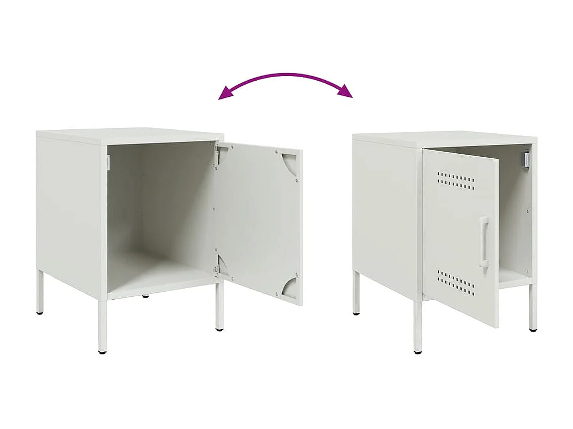 Tables de chevet 2 pcs blanc 36x39x50,5 cm acier