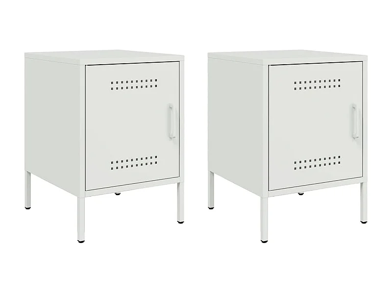 Tables de chevet 2 pcs blanc 36x39x50,5 cm acier