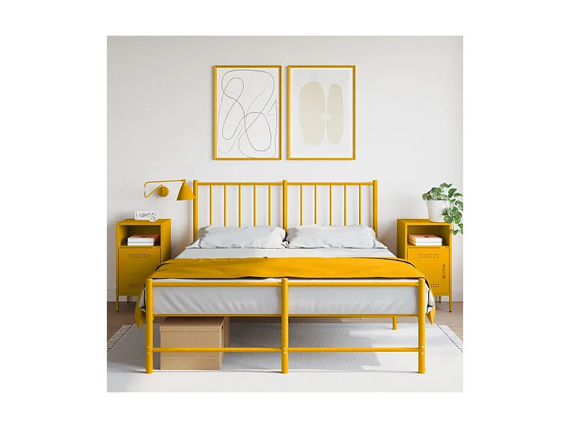 Nachtkastjes 2 stuks mosterdgeel 36x39x68 cm staal