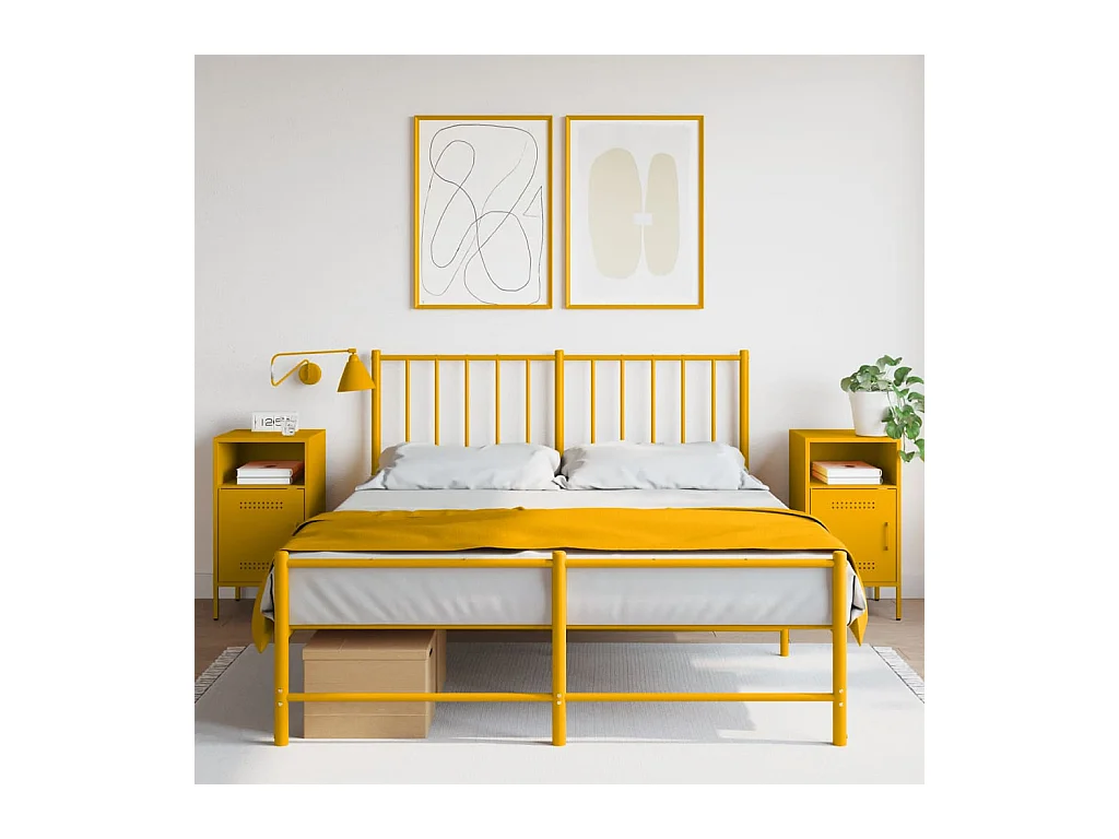 Tables de chevet 2 pcs jaune moutarde 36x39x68 cm acier