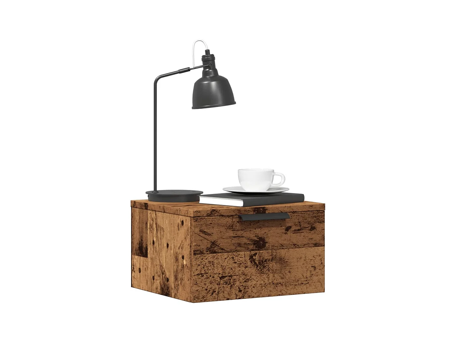 Table de chevet murale vieux bois 34x30x20 cm