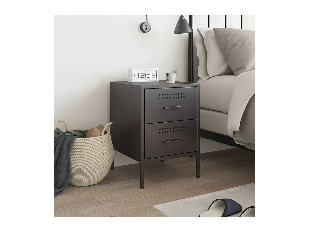 Comodino nero 36x39x50,5 cm in acciaio