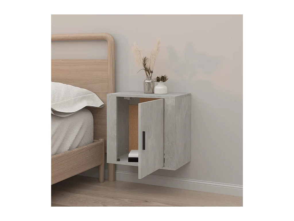 Table de chevet murale Gris béton 50x30x47 cm
