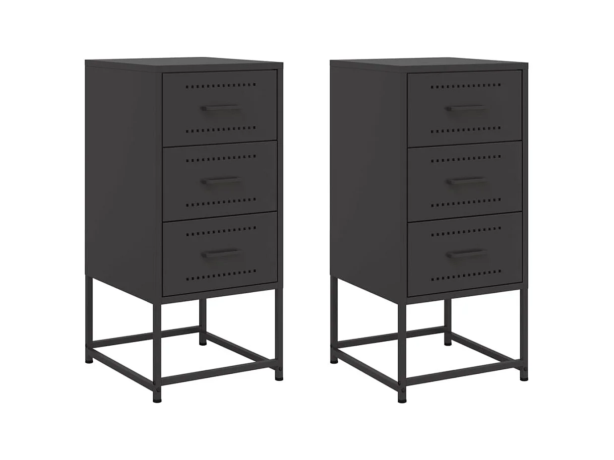 Tables de chevet 2 pcs noir 36x39x78 cm acier