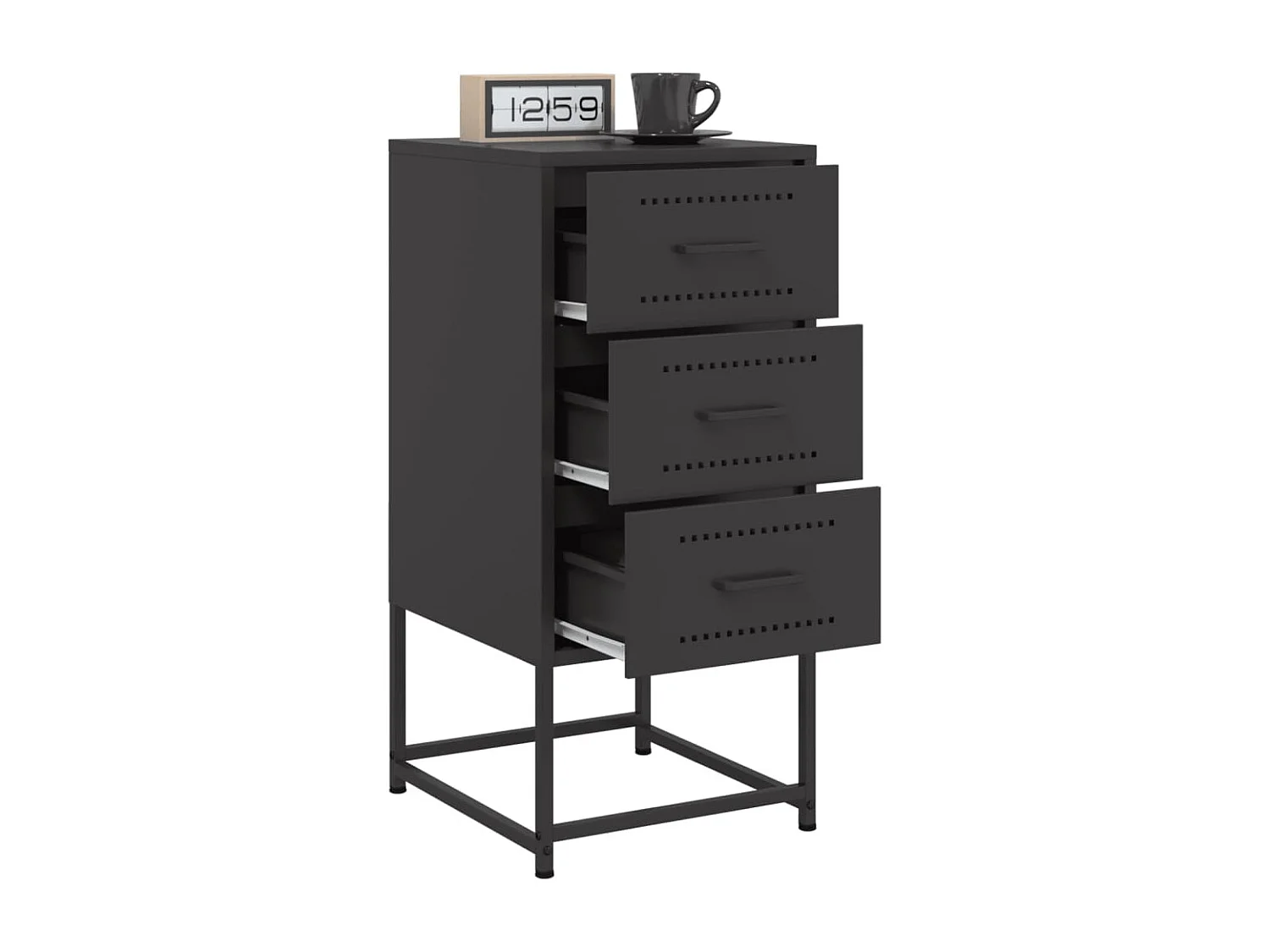 Tables de chevet 2 pcs noir 36x39x78 cm acier