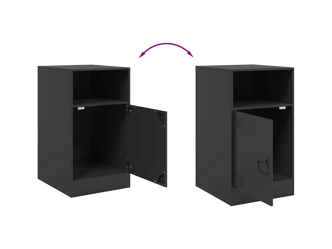 Tables de chevet 2 pcs noir 34,5x39x62 cm acier
