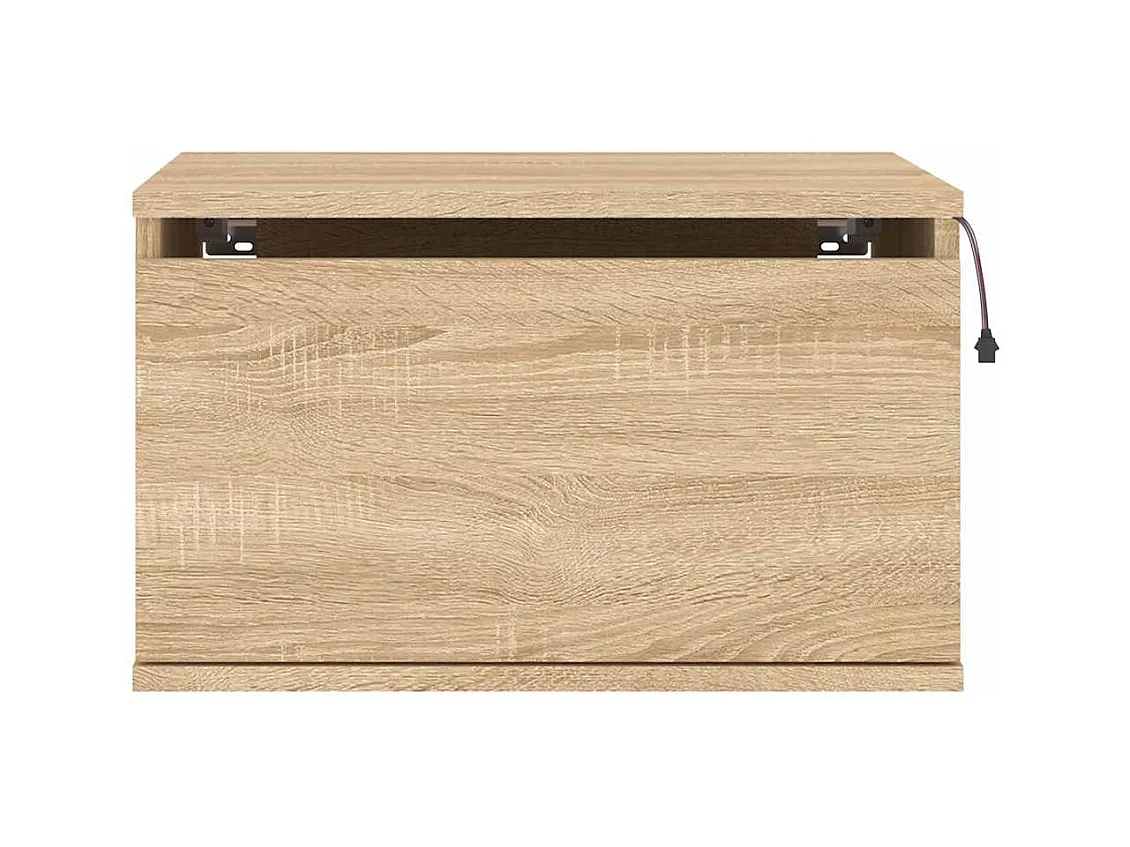 Wandmontierter Nachttisch aus Sonoma-Eiche mit LED-Leuchten